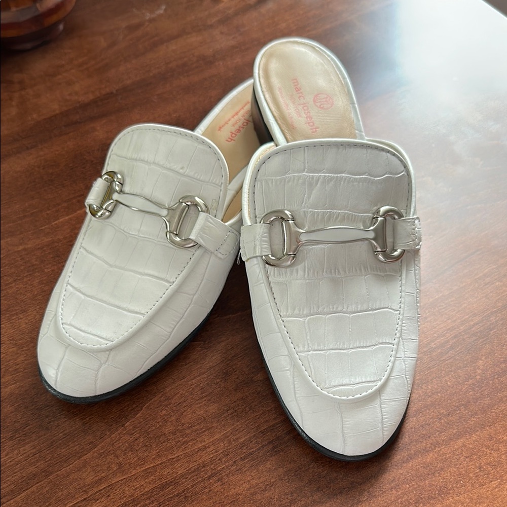 Marc Joseph White Embossed Loafers